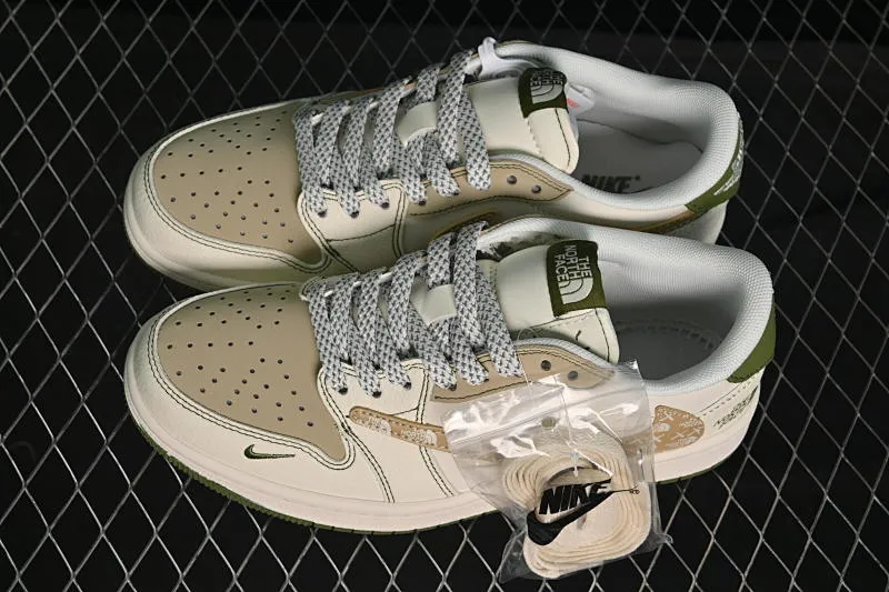 All Categories Air Jordan Jordan Series Basketball Shoes Air Jordan 1 Low Travis Scott x Fragment Design x Air Jordan 1 Low OG SP AJ1 Joe 1 North Face Joint Printed Off-White Khaki Green Low-top Cultural Casual Sneakers QW5088-204